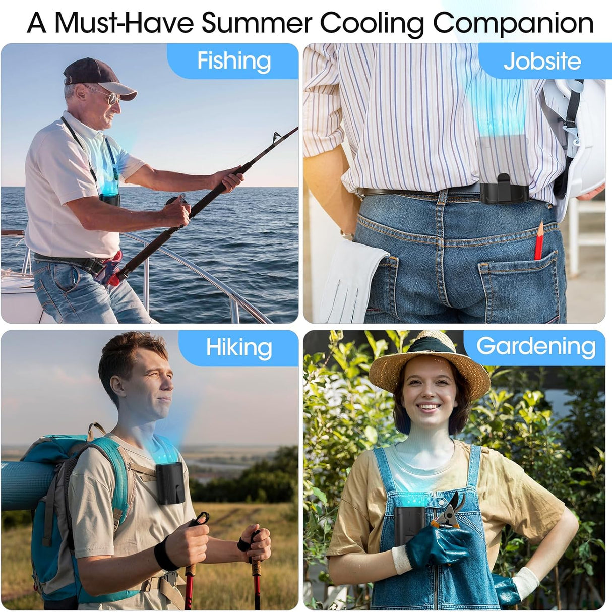 Ventilador portátil AI 2025, recargable, 4 velocidades, 6600RPM