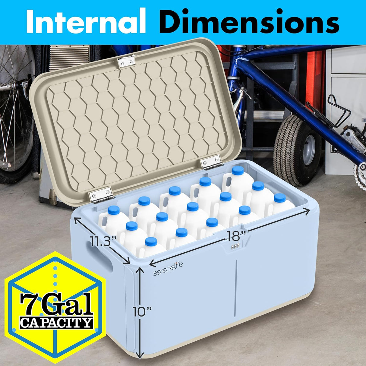 Caja de almacenamiento SereneLife 7 galones con cerradura