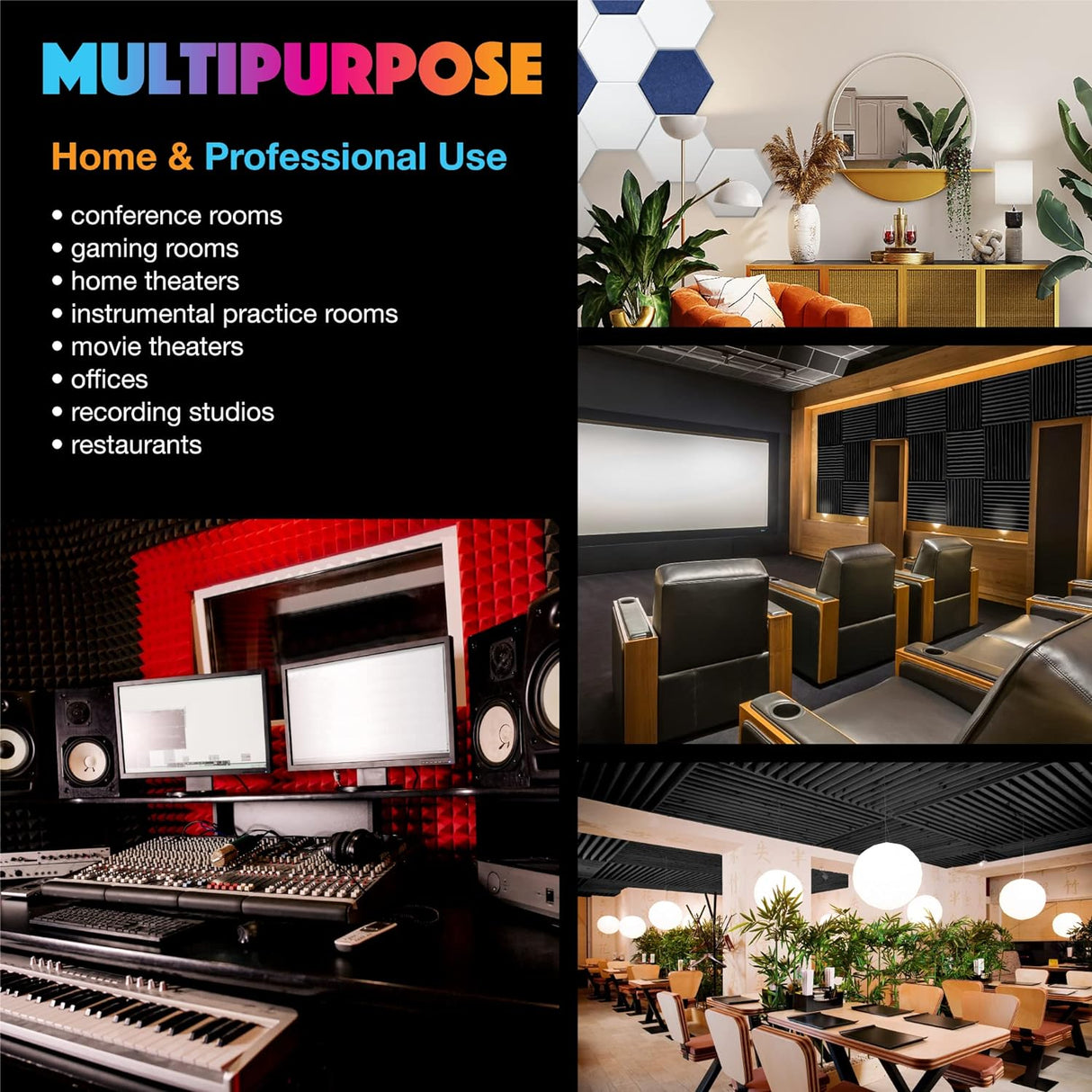 Paneles Acústicos Hexagonales Sonic, 14x12x0.4, Aislamiento