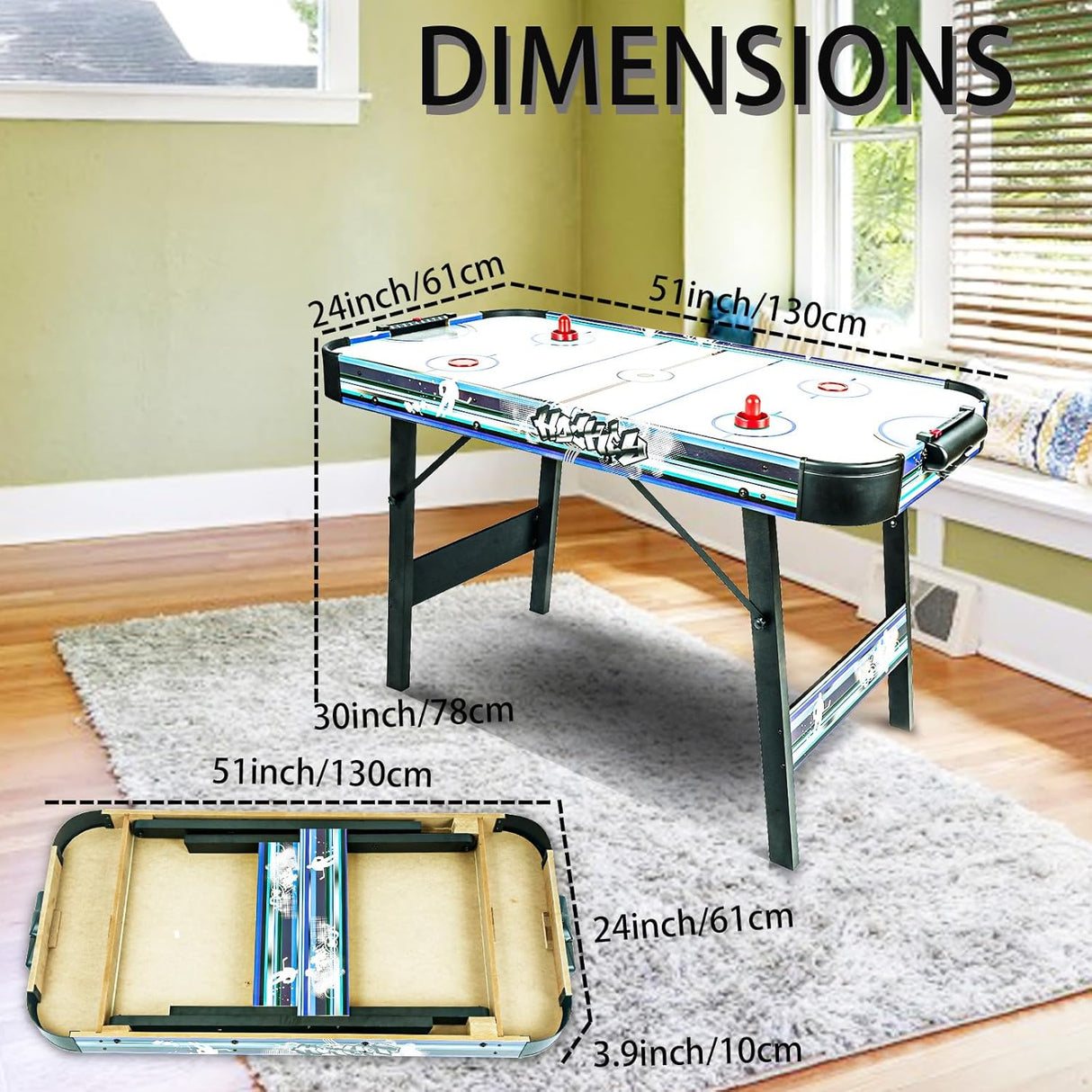 Mesa de hockey de aire plegable HLC Upgrade de 4 pies