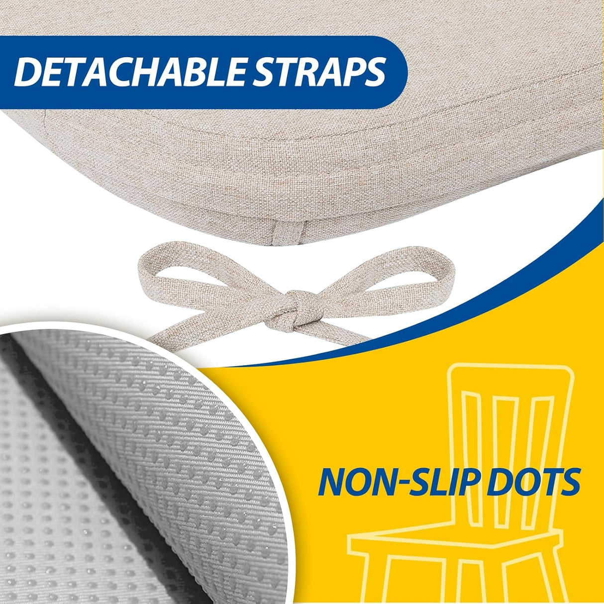 Cojines D-Shaped AAAAAcessories, 2'' gruesos, Set de 4