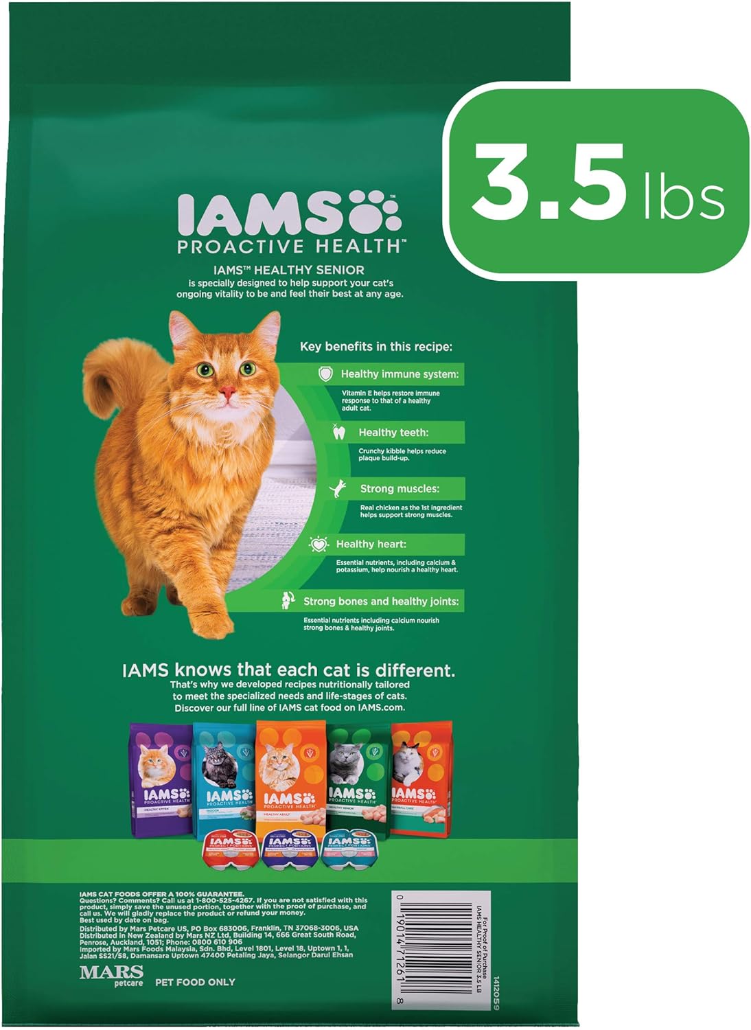 Alimento seco Iams Proactive, saludable para gatos ancianos