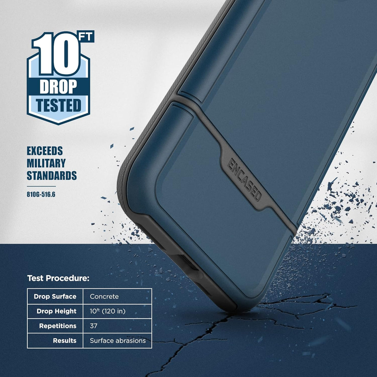 Encased Funda Rebel diseñada para iPhone 14 Pro Max con clip para cinturón, funda ultra protectora resistente (azul)