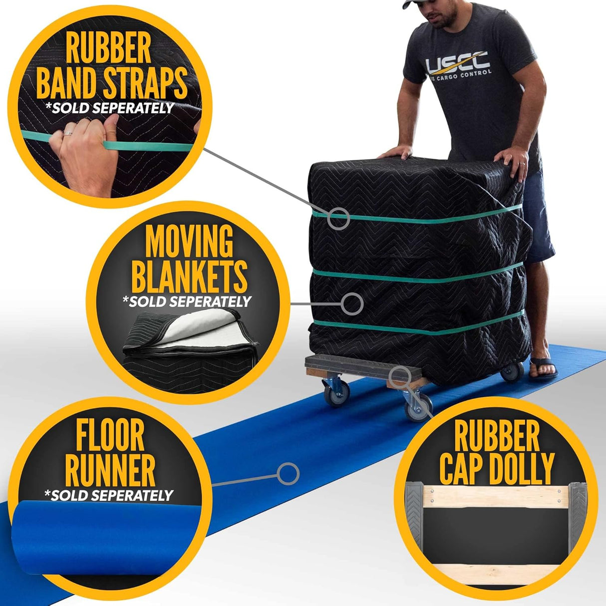 Carro de Carga US Cargo Control, 1000 lbs, Ruedas de Goma, 18.5x32.5