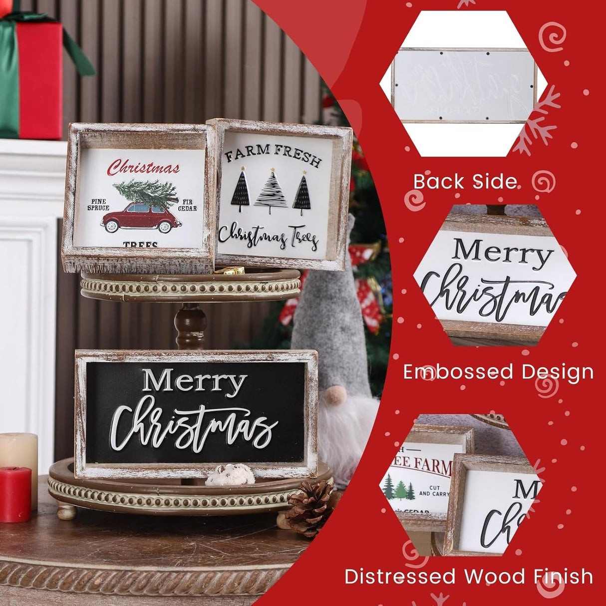 Cartel Feliz Navidad Decoración Navideña para Estantes,Metal