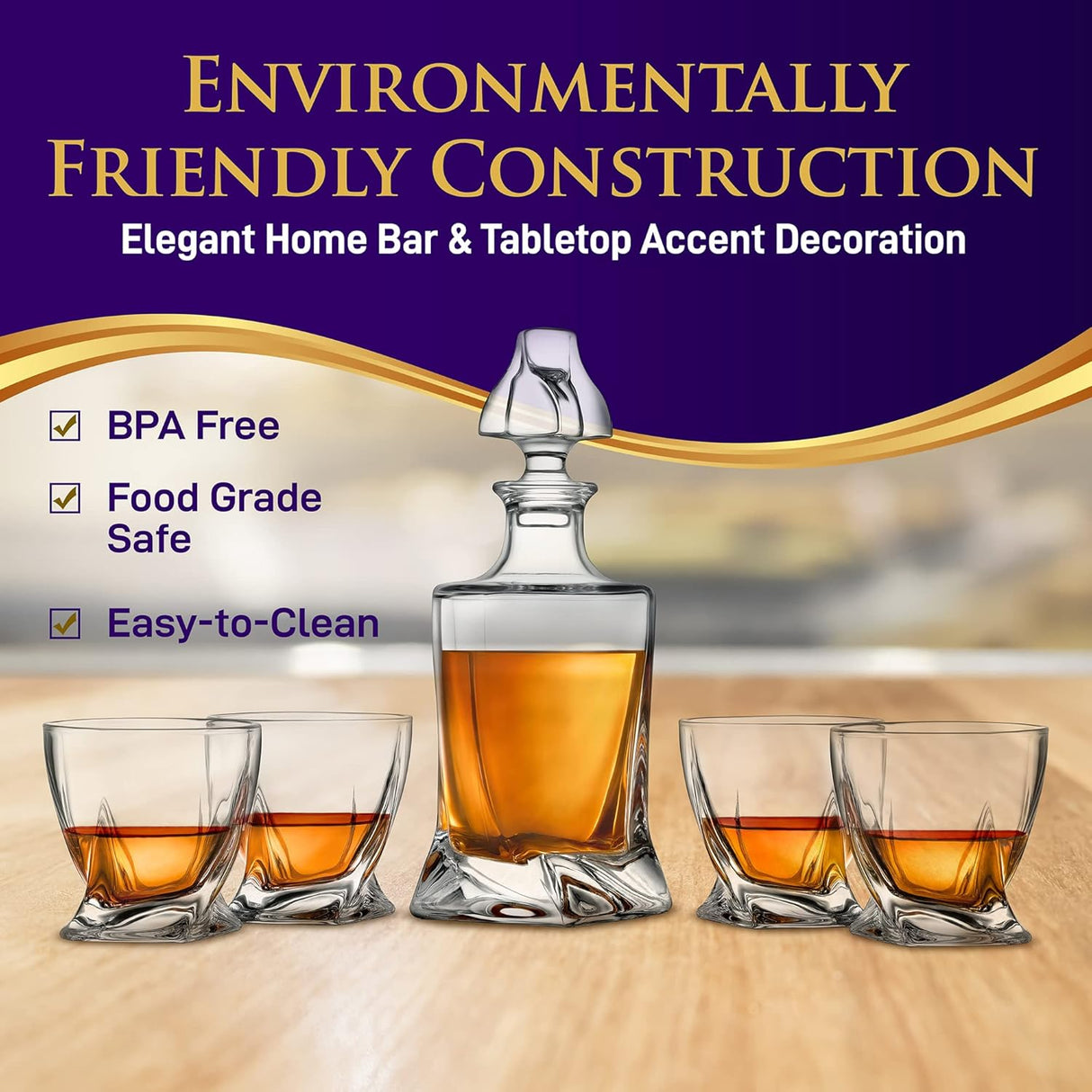 Decantador de vidrio de whisky NUTRICHEF NCGD4C981