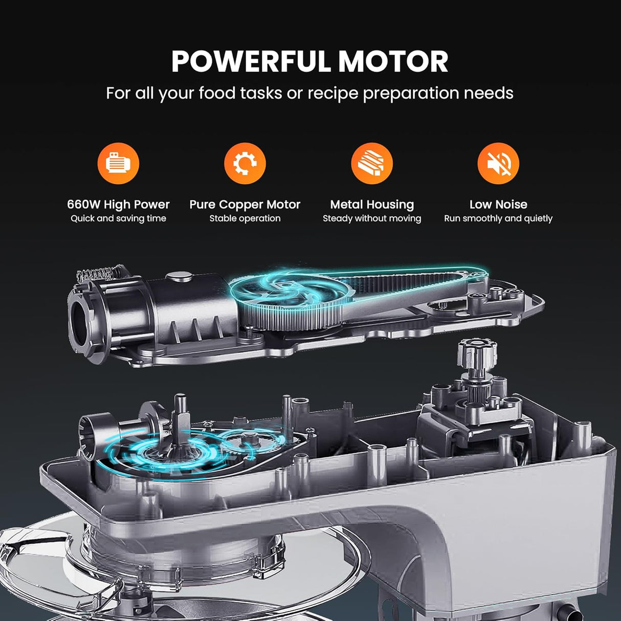 Mezcladora de pie VIVOHOME 7.5 Qt, 660W, 6 velocidades, modelo