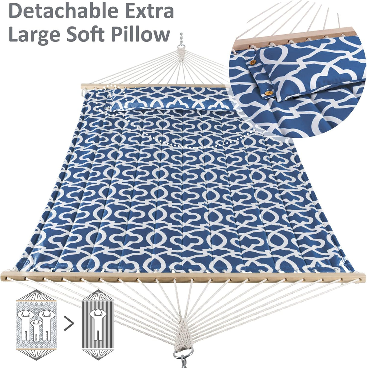 Hamaca SUNCREAT para Dos, 475 lbs, con Soporte y Almohada