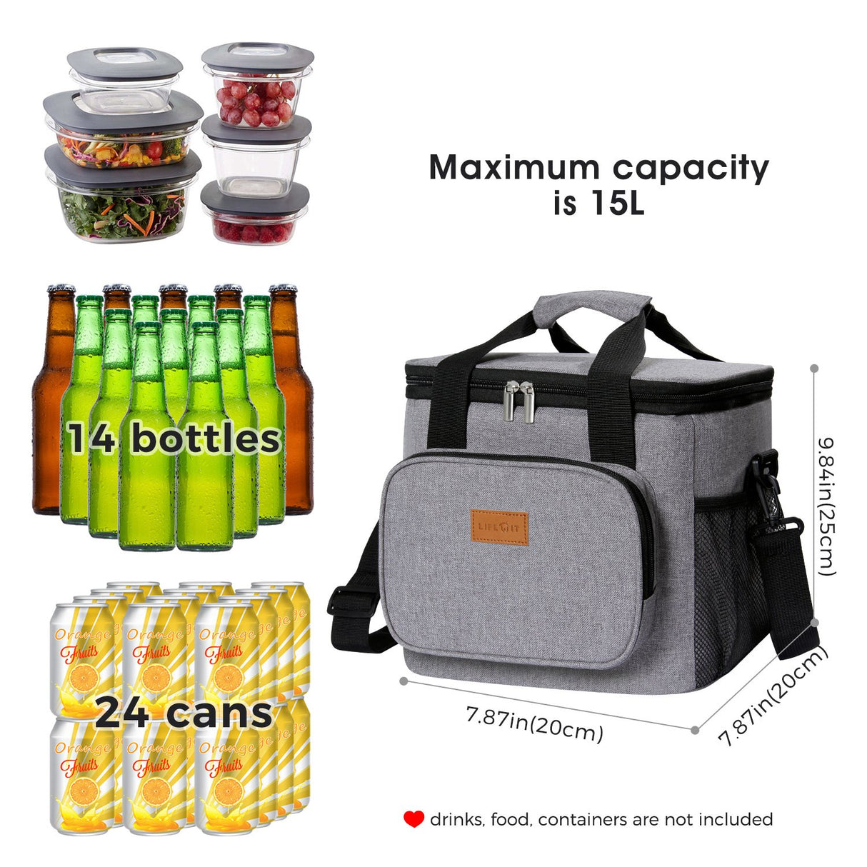 Bolsa de almuerzo con aislamiento Lifewit 24-Large
