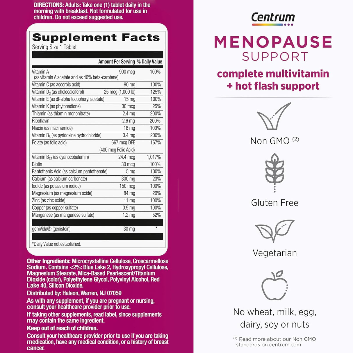 Suplemento Multivitamínico Centrum con Soporte Menopausia 30 Tab.