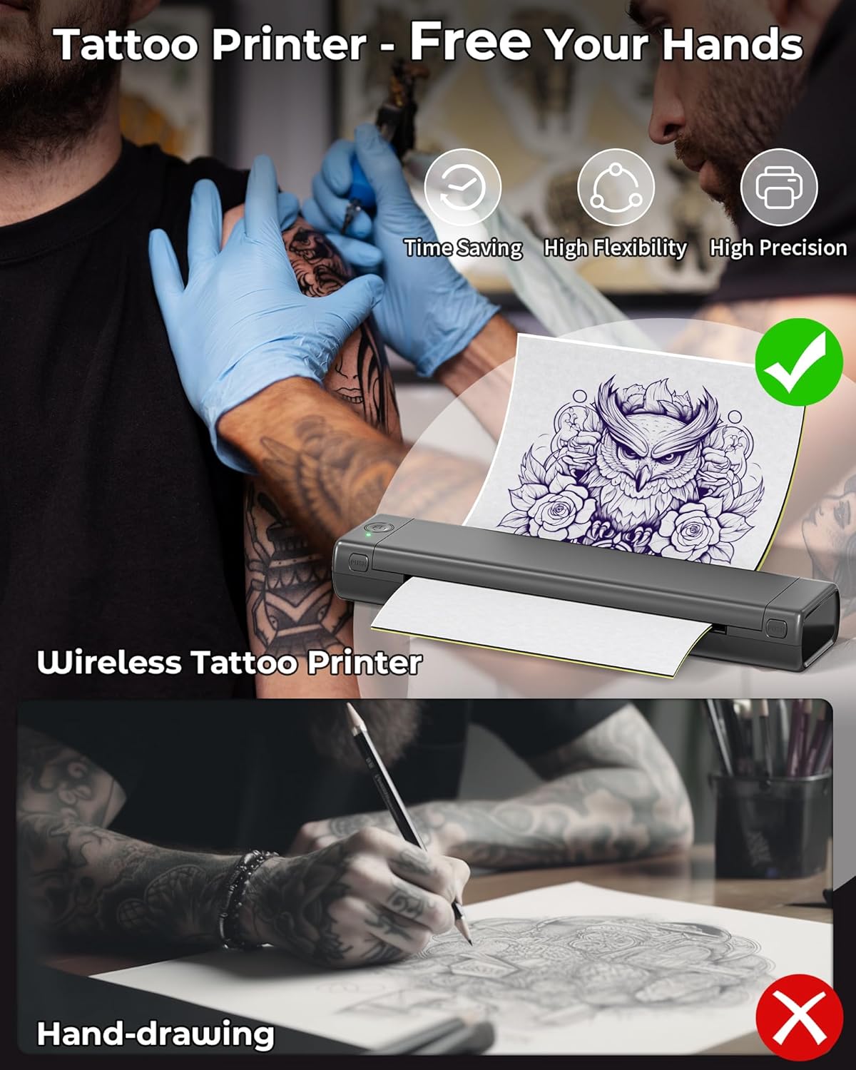 Itari M08F - Impresora portátil de plantillas de tatuaje Gris