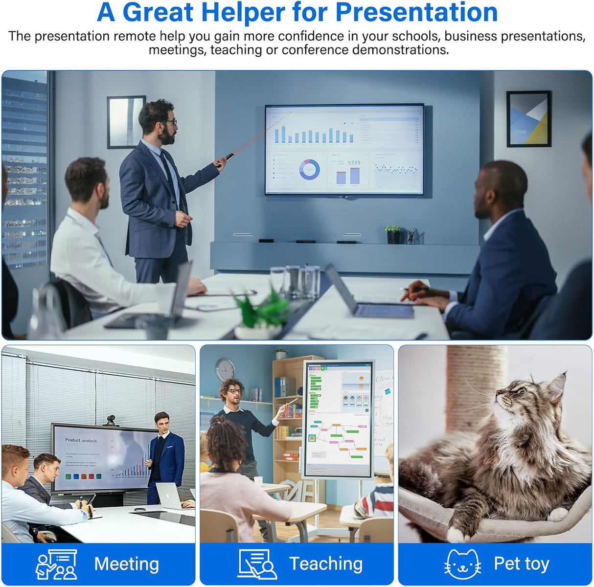 Presentador Inalámbrico USB Tipo C, Control de Volumen, 2 en 1