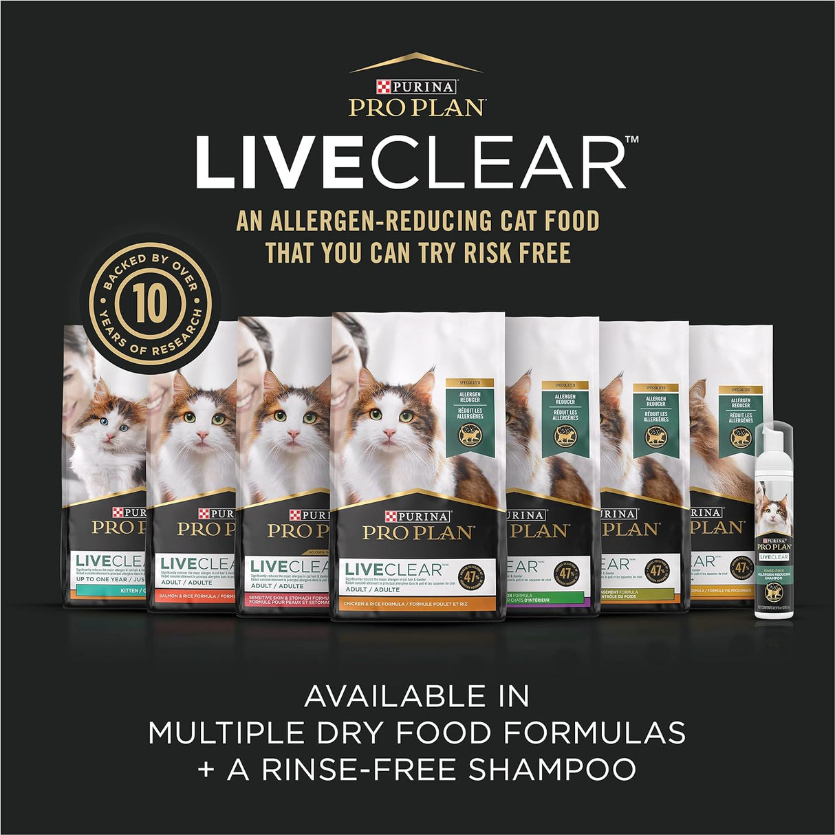 Purina Pro Plan LiveClear - Alimento seco para gatos con fórmula de pollo y arroz, bolsa de 3.2 libras