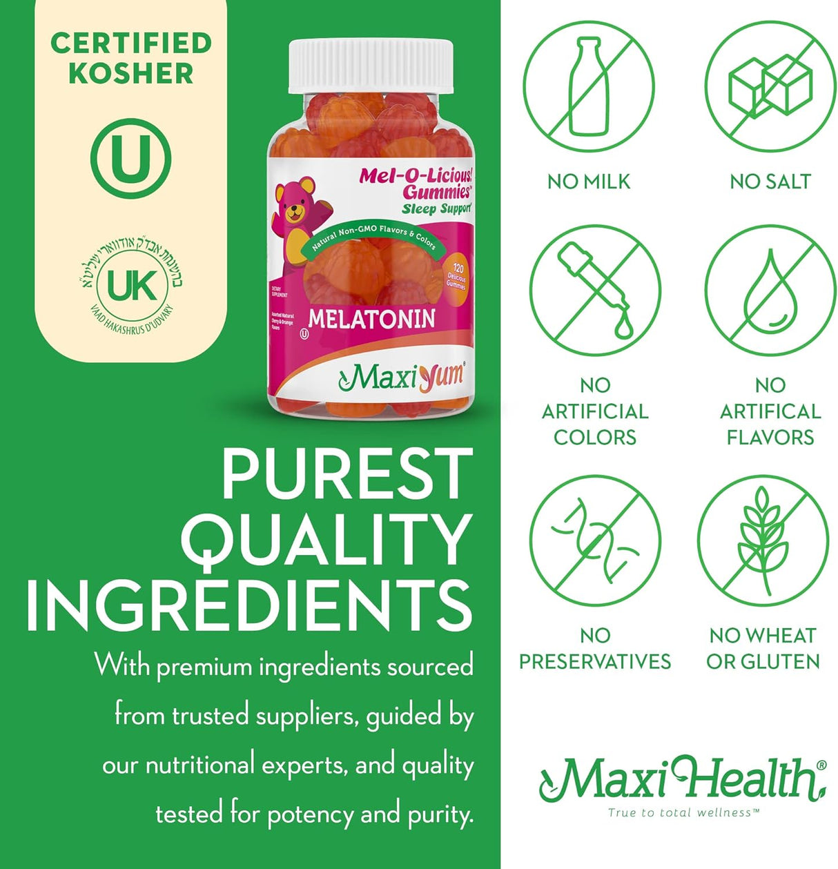 Maxi Health Tabletas masticables para ayudar a dormir 120un