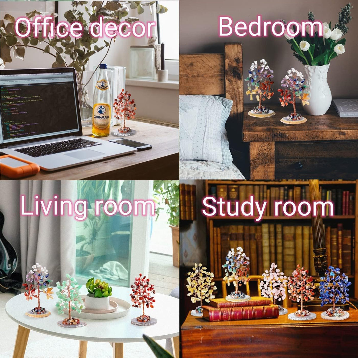 Árbol de cristal de ágata cornalina roja, cristales