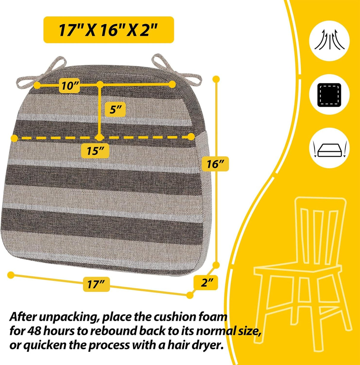 Cojines de Silla D de AAAAAcessories, 2'' Grueso, 4 Pack