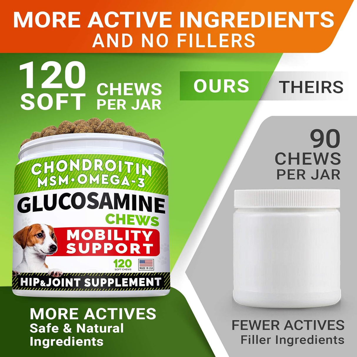 Suplemento de Glucosamina para Perros - 120 Chews - USA