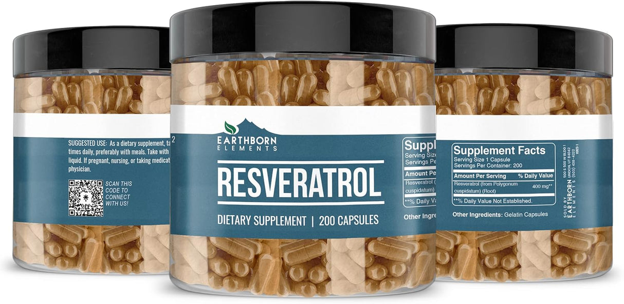 Suplemento Earthborn Elements Resveratrol 200 cápsulas