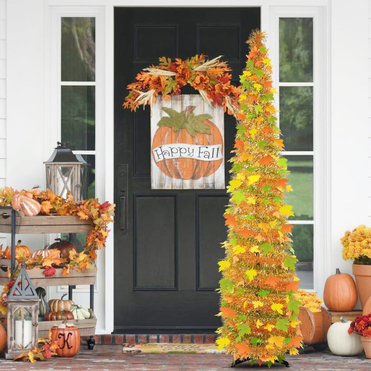 Árbol de Otoño 5FT - Tinsel con 60 Luces LED, Plegable, Modelo: 123