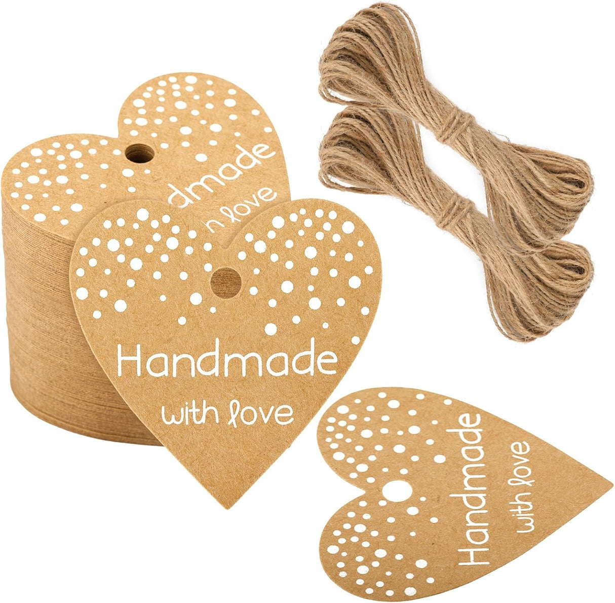 G2PLUS Etiquetas de regalo hechas a mano con cuerda, 100 u