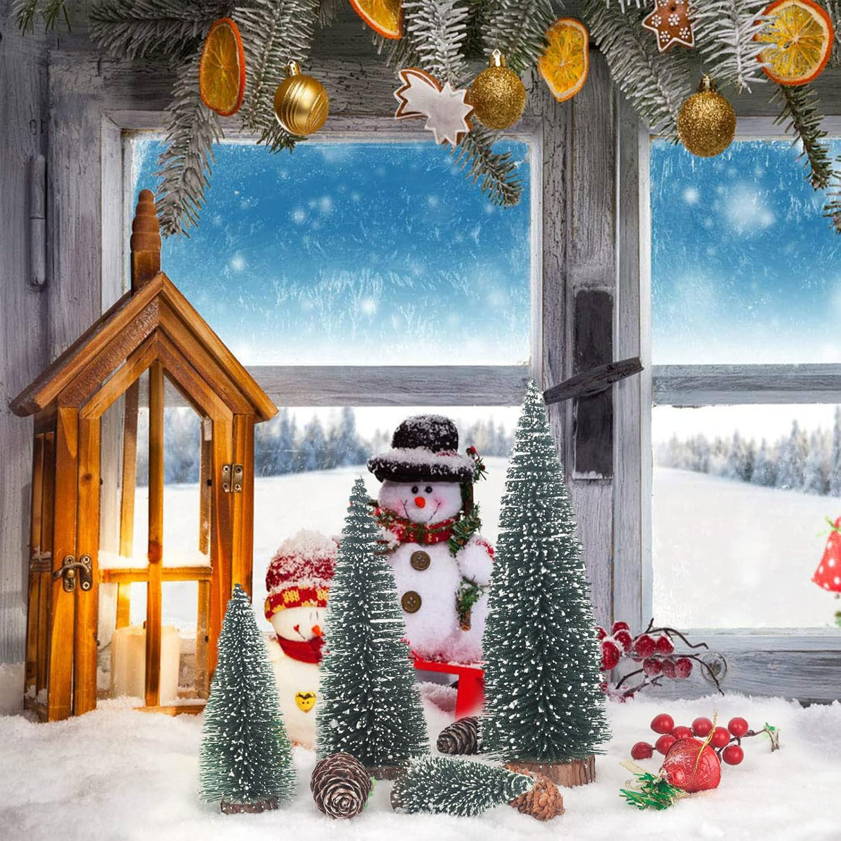 Mini Árboles de Navidad 4 Pcs, Decoración, 9.9/7.9/5.9/3.9