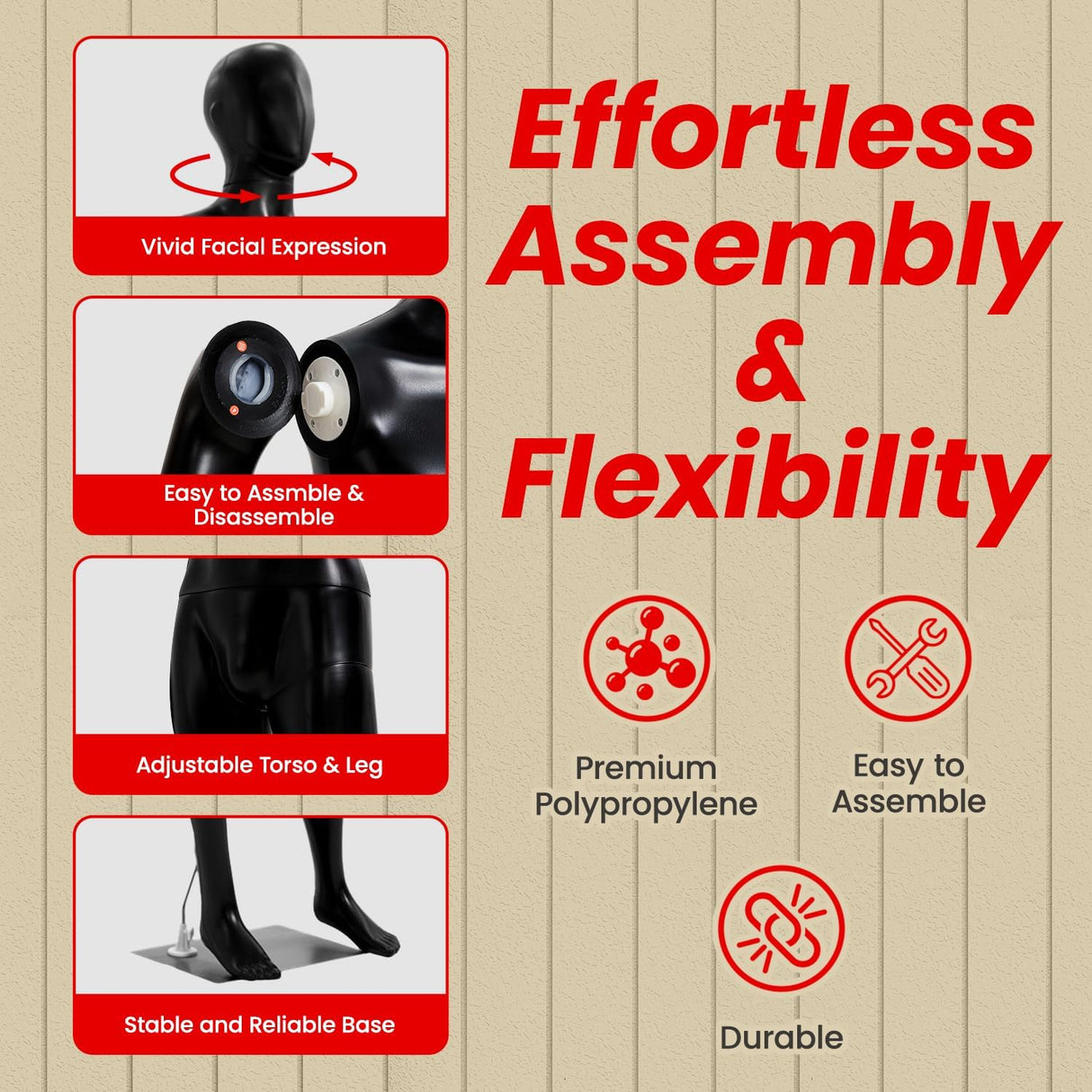 Maniquí Masculino Premium, Construcción Duradera y Versátil