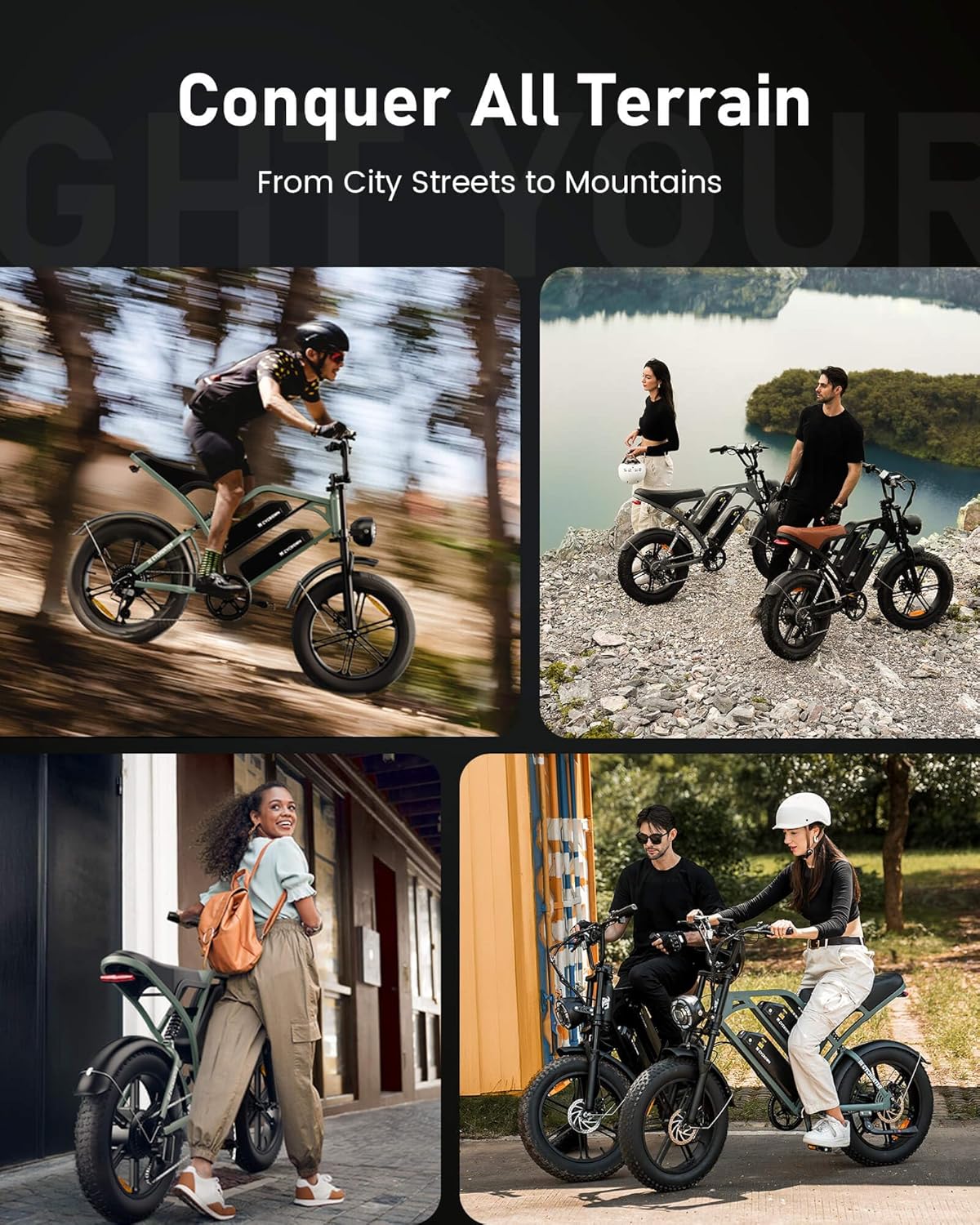 Bicicleta Eléctrica CycHunter 1000W, Doble Batería, 150 Millas