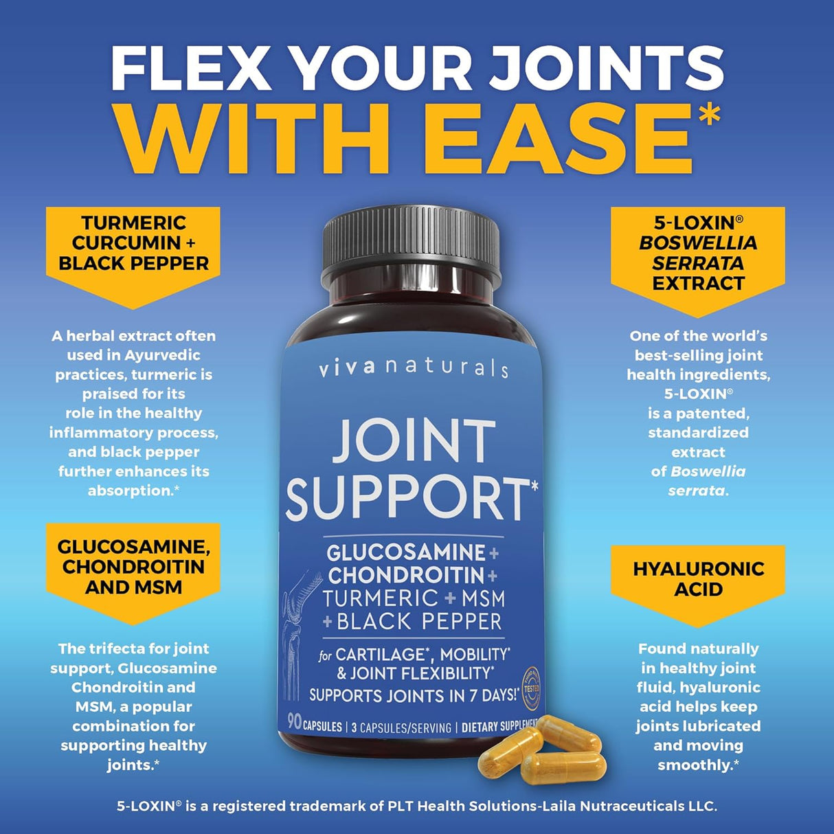 Suplemento de apoyo articular de glucosamina condroitina MSM