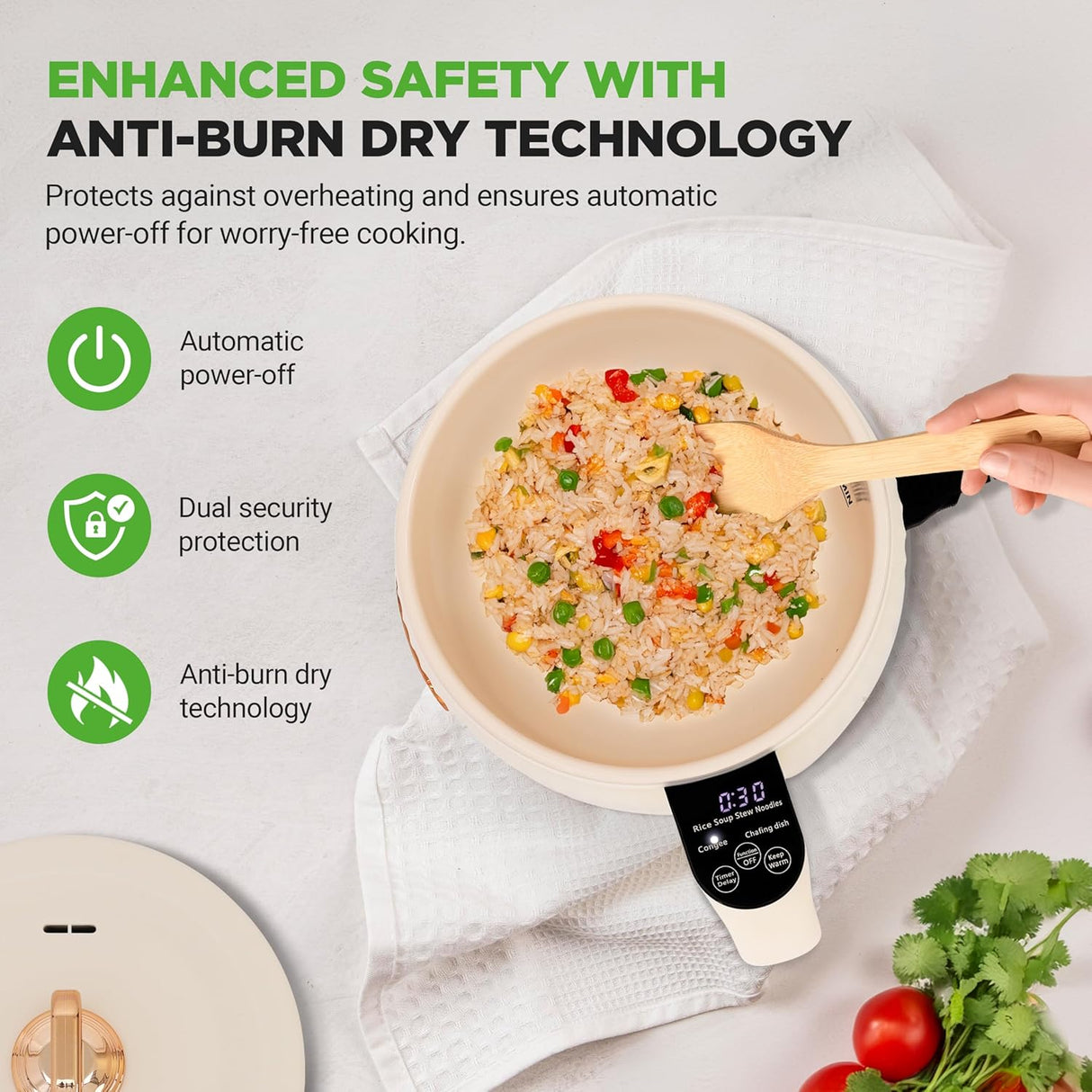 Arrocera eléctrica NutriChef 1.6 QT, multiusos, control digital