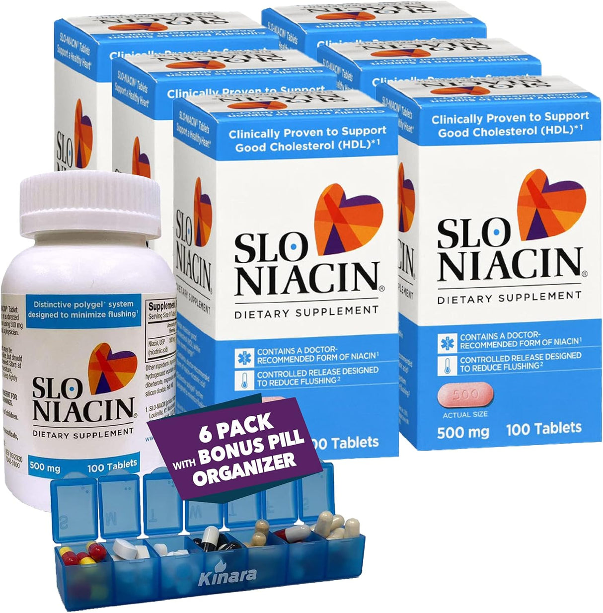 Suplementos Niacina 500mg sin descarga 100 cápsulas 6 pack