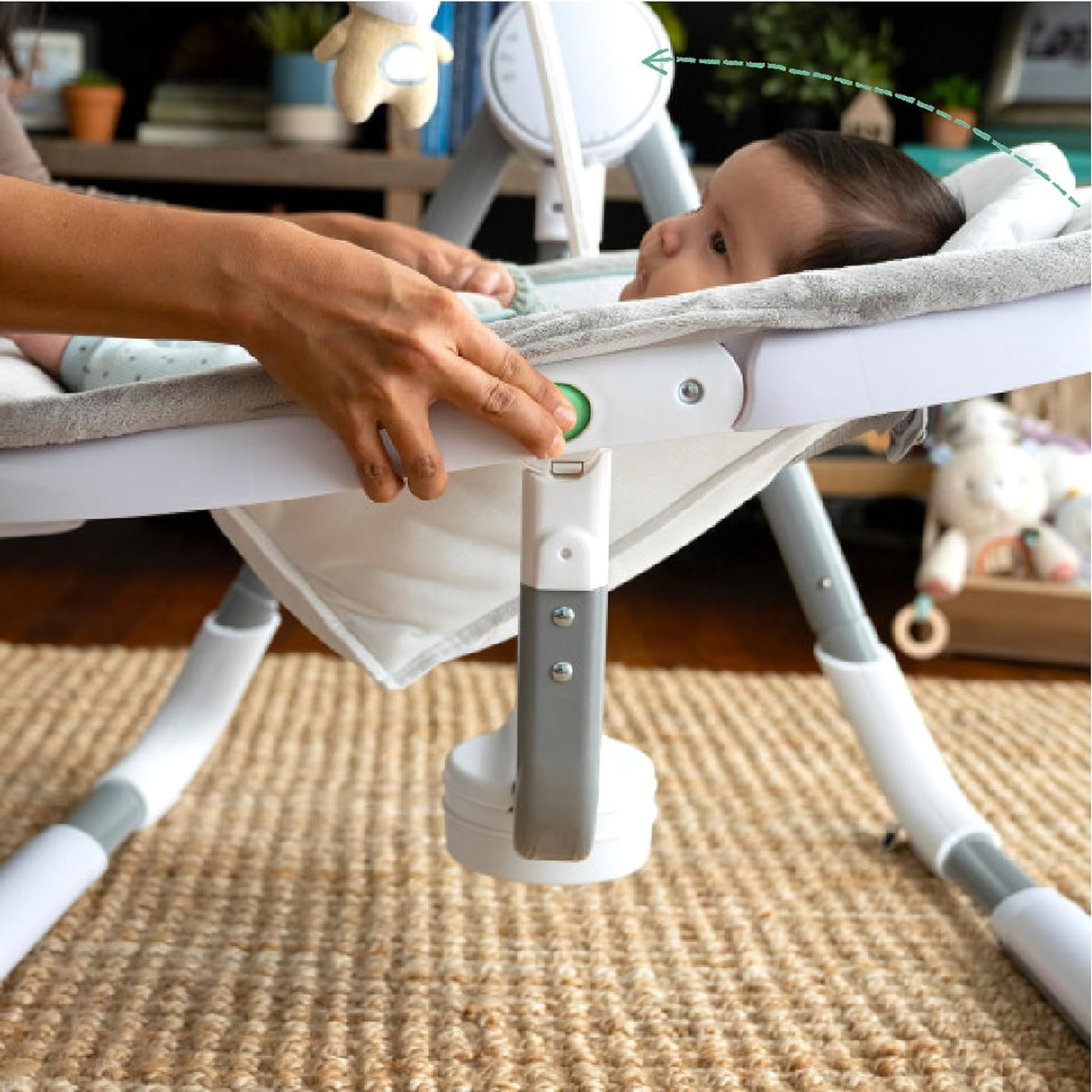 Ingenuity Anyway Sway - Columpio plegable portátil de 5 velocidades y asiento para bebés con vibraciones, sonidos naturales, 0-9 meses, 6-20 libras (pruco)