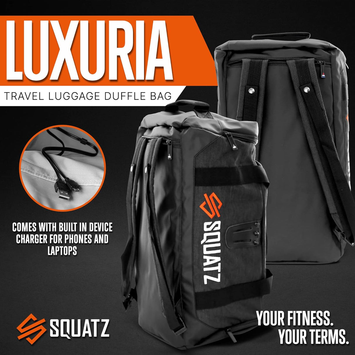 Mochila de lona SQUATZ, bolsa deportiva con correas extraíbles