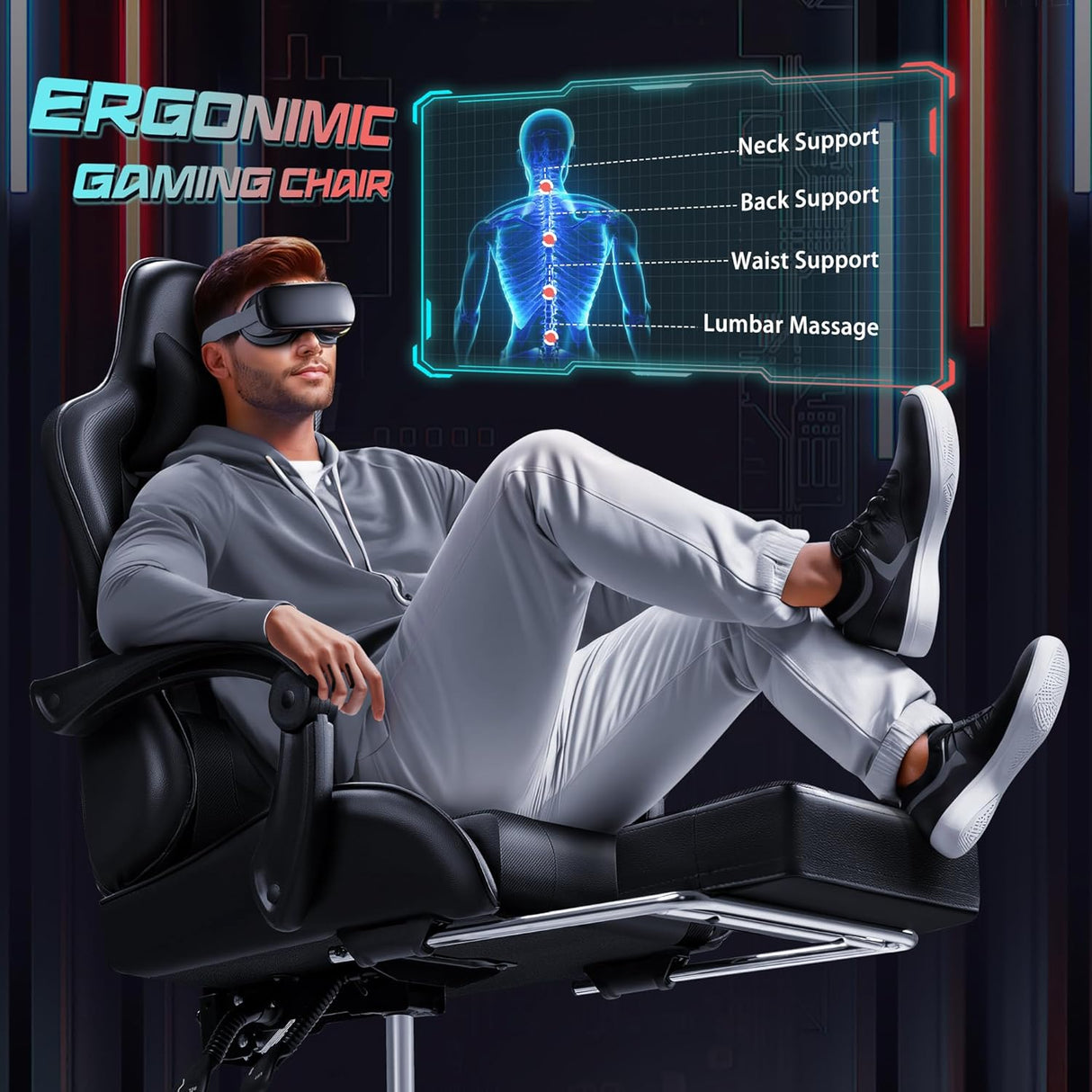 Silla Gamer de altura ajustable, Negro JM-OCRC0164 JUMMICO