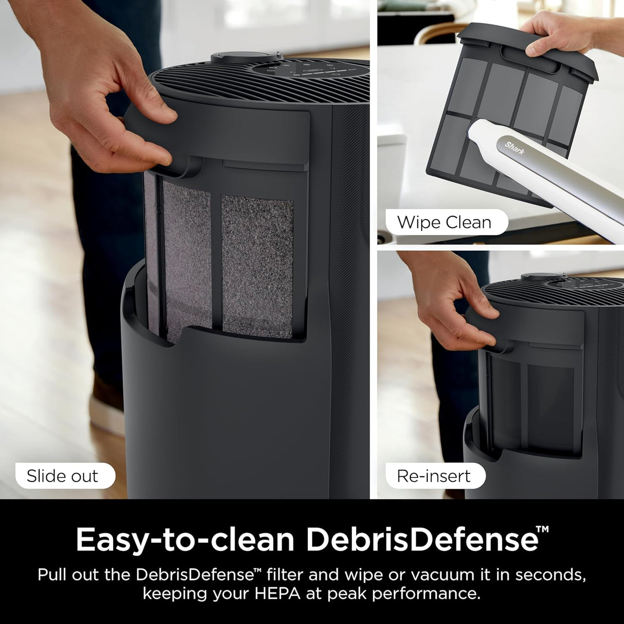 Purificador de aire Shark con filtro HEPA y tecnología Clean Sense