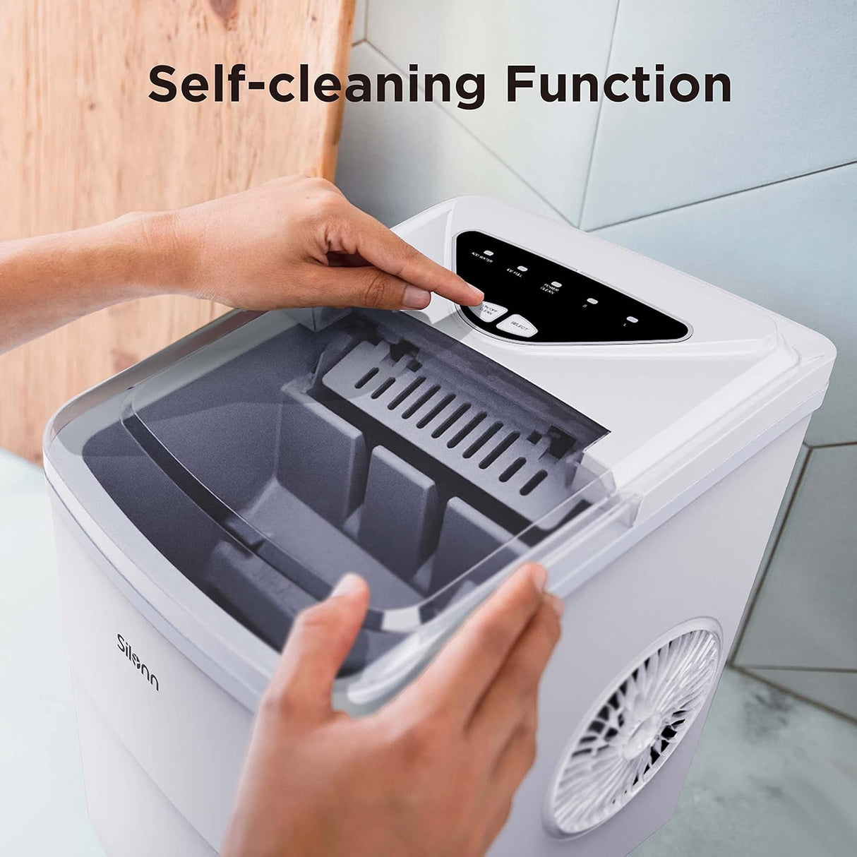 Máquina de Hielo Silonn, 9 Cubos en 6 Min, 26lbs en 24Hrs