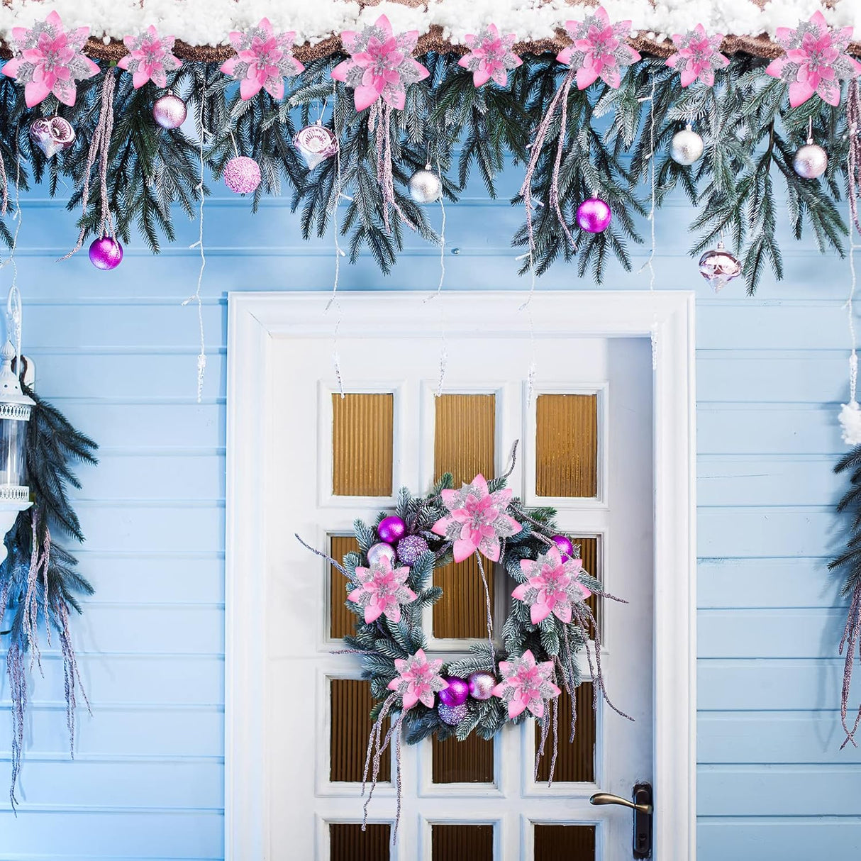 Flores Poinsettia Artificiales, Decoración Navideña, 36 Pcs