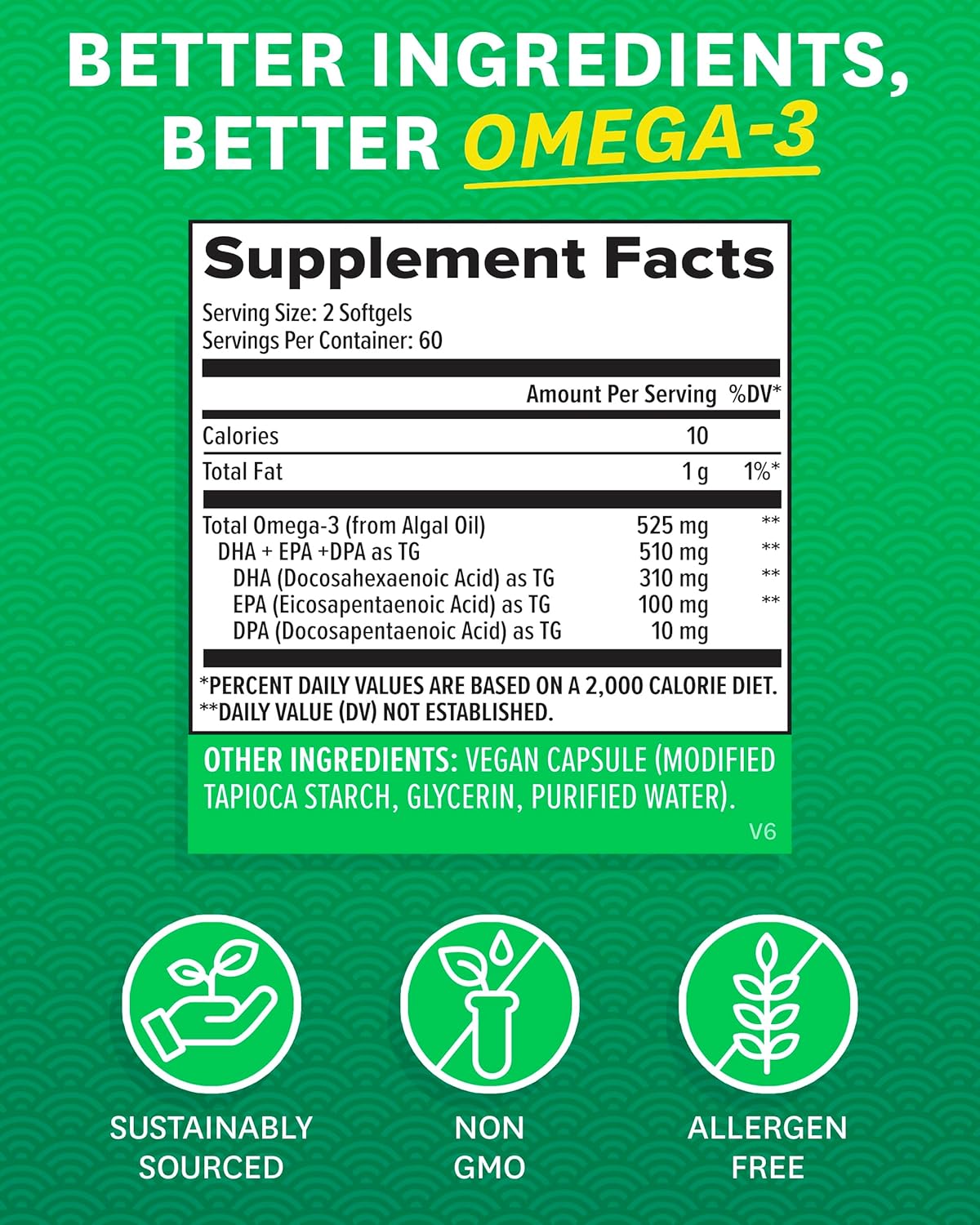 Suplemento Aceite de pescado vegano omega-3 base de plantas
