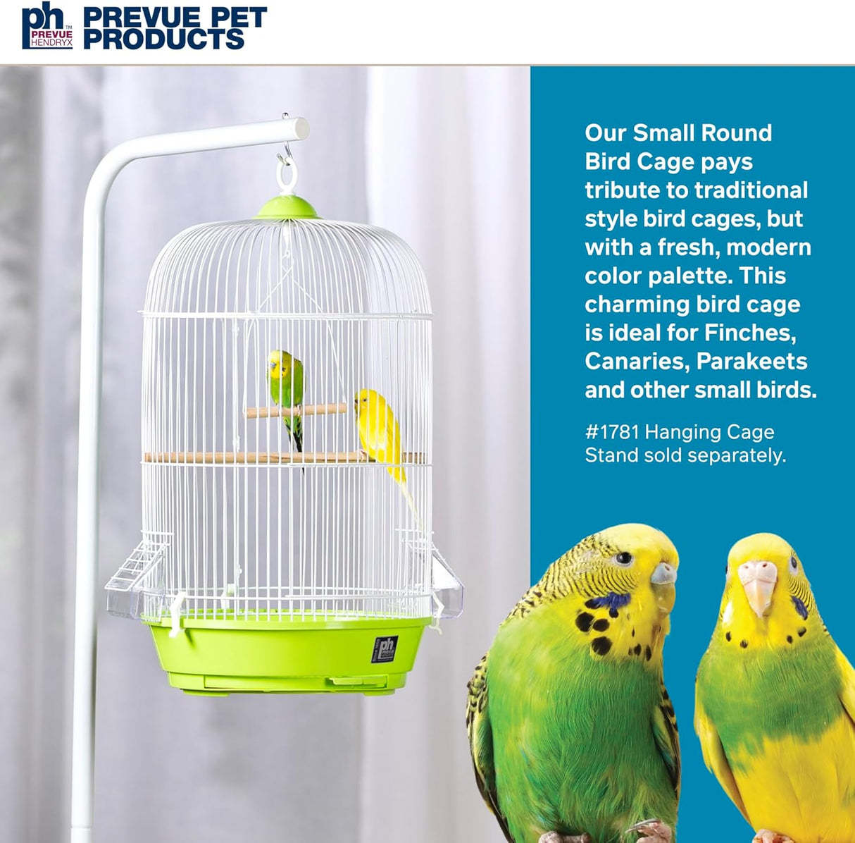Jaula redonda clásica para pájaros Prevue Verde
