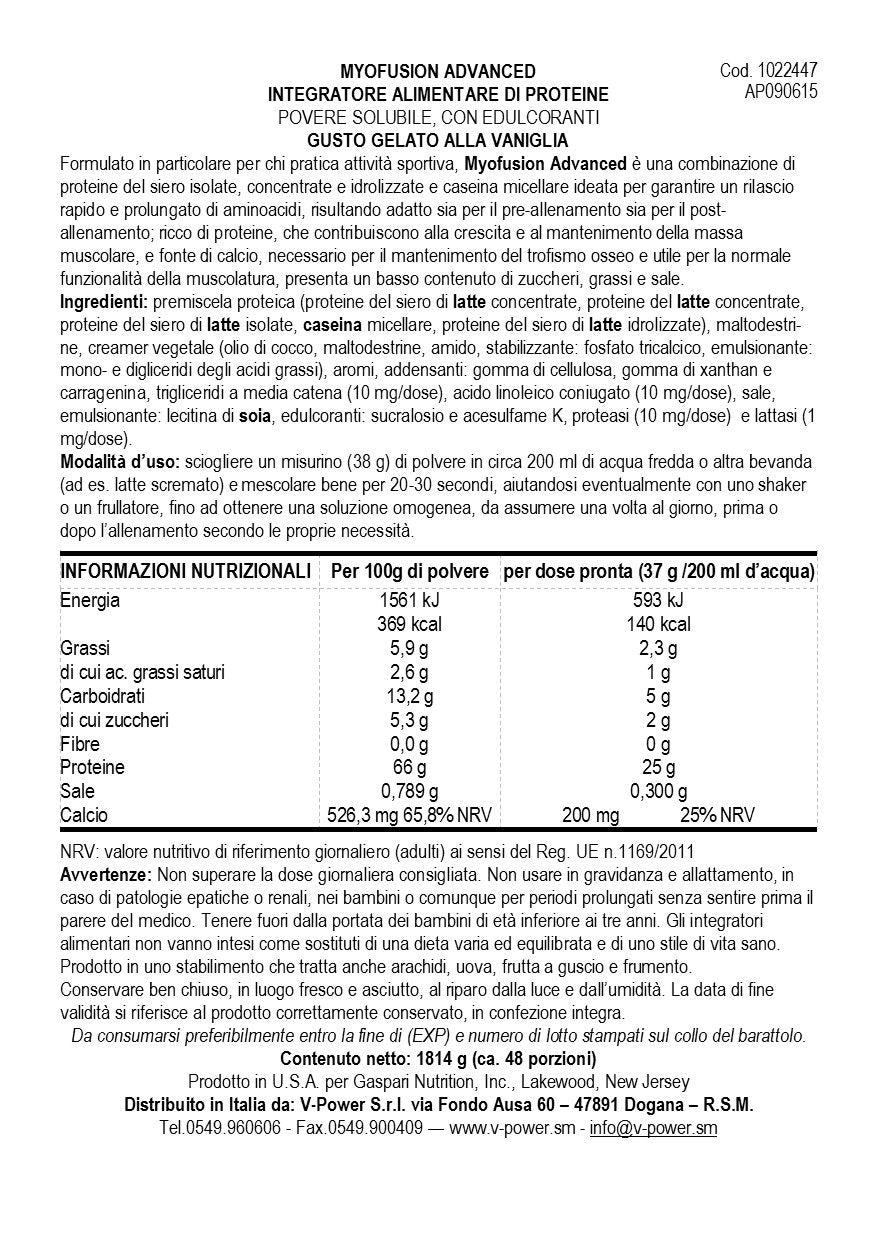 Nutrition Myofusion Advanced Protein Helado de vainilla |