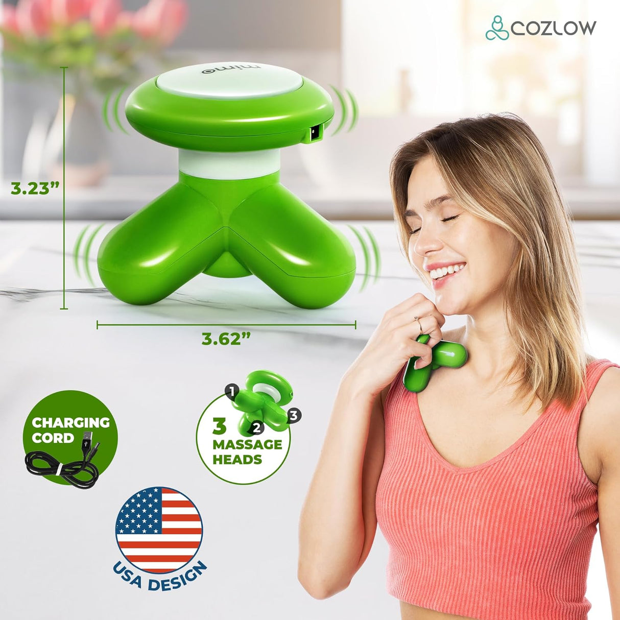 Masajeador de Mano Mini - Potente Vibración - 2 Modos de Uso