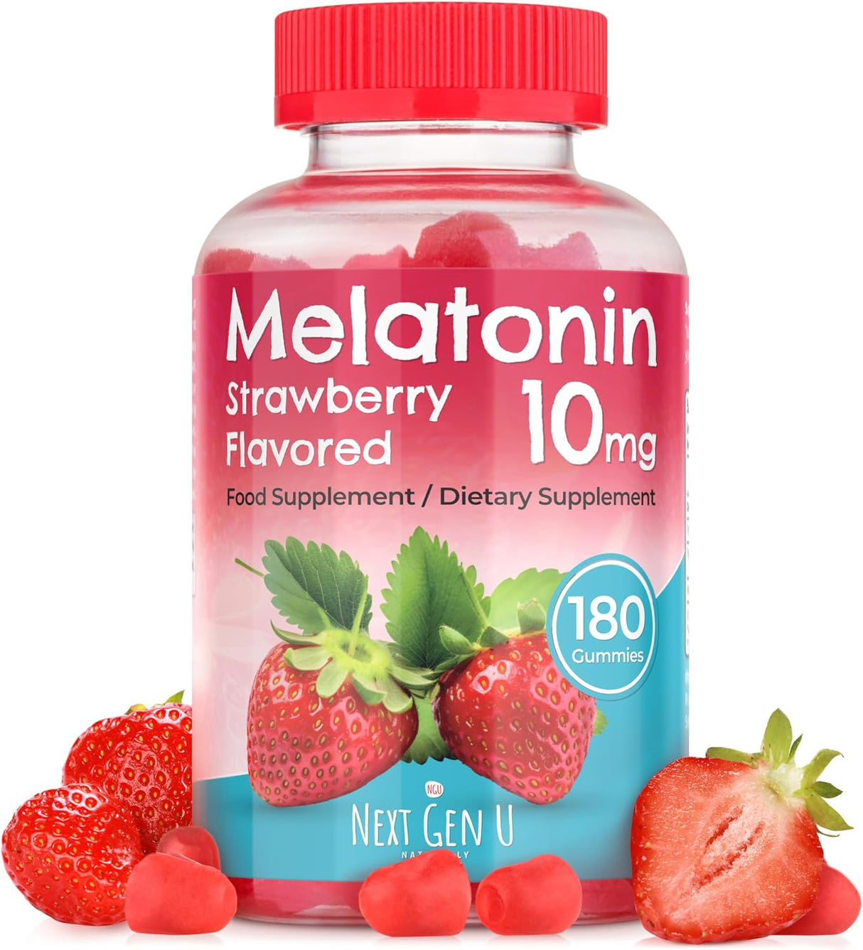 Gomitas de Melatonina 10 mg NGU - 180 Veganas Sabor Fresa