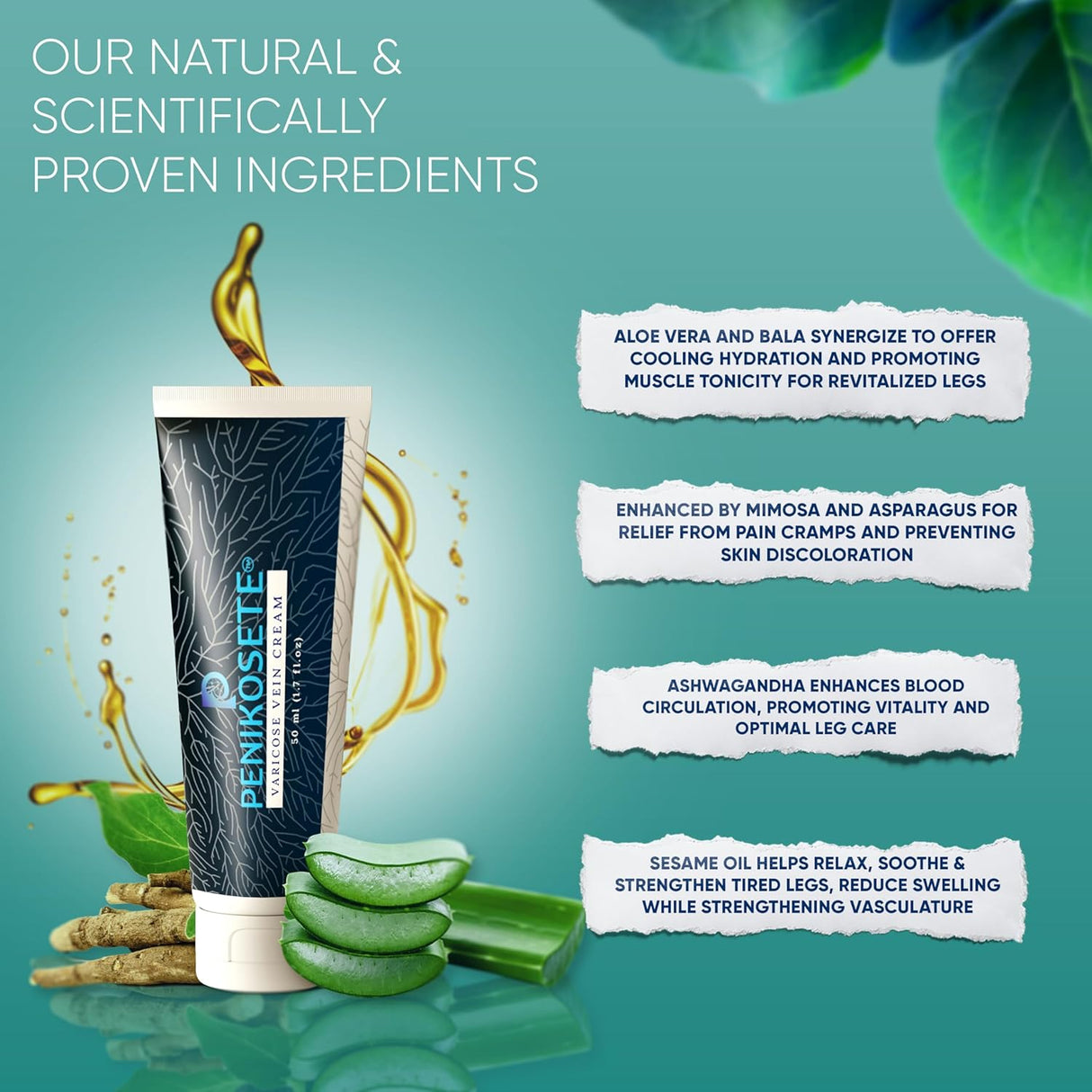 Crema para venas varicosas (1.76 onzas) Formulación ayurvédi