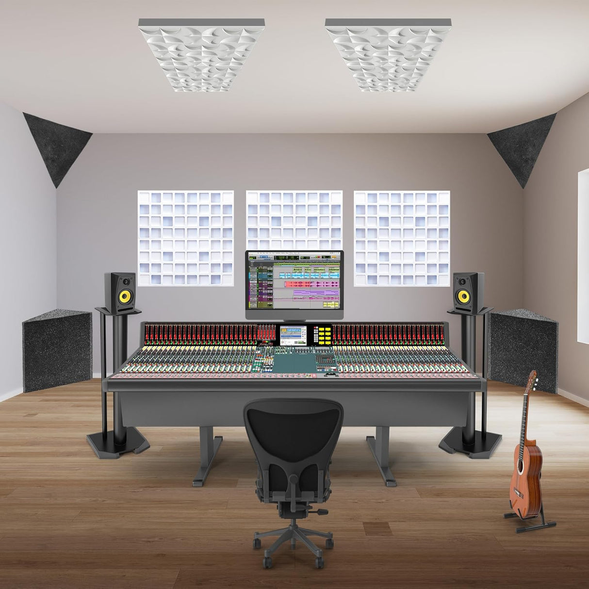 Paneles Acústicos Diffusores EVA 12x12 Waffle Estilo 4pcs