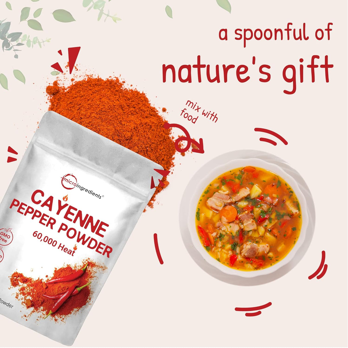 Suplemento Polvo de pimienta de cayena molida a granel 2.5lb