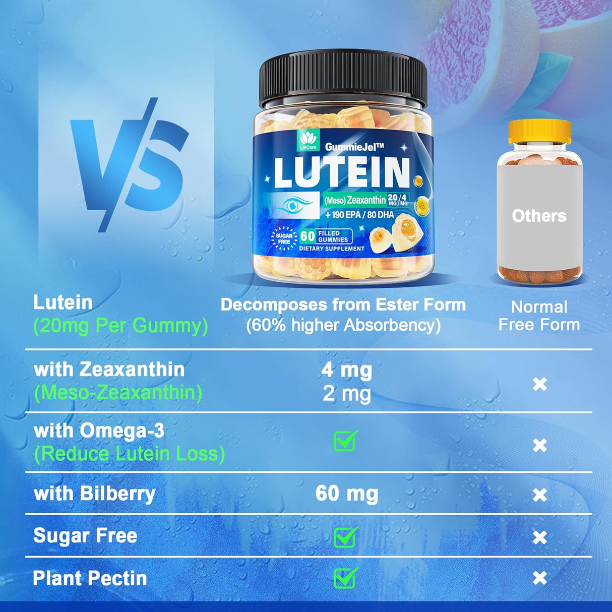 Suplemento Luteína sin azúcar de 20 mg de zeaxantina