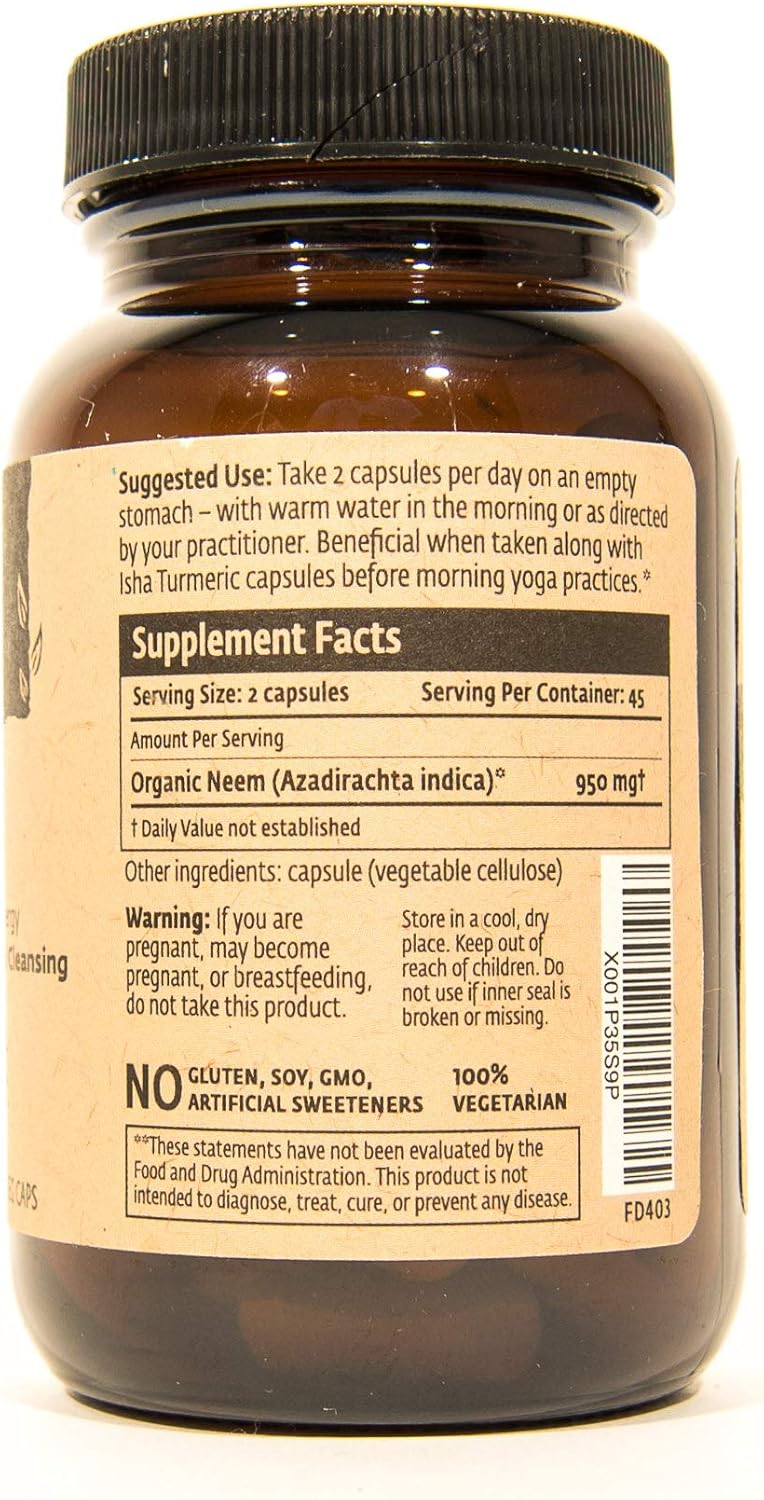 Suplemento orgánico de neem Limpiador y purificador 90 cáp