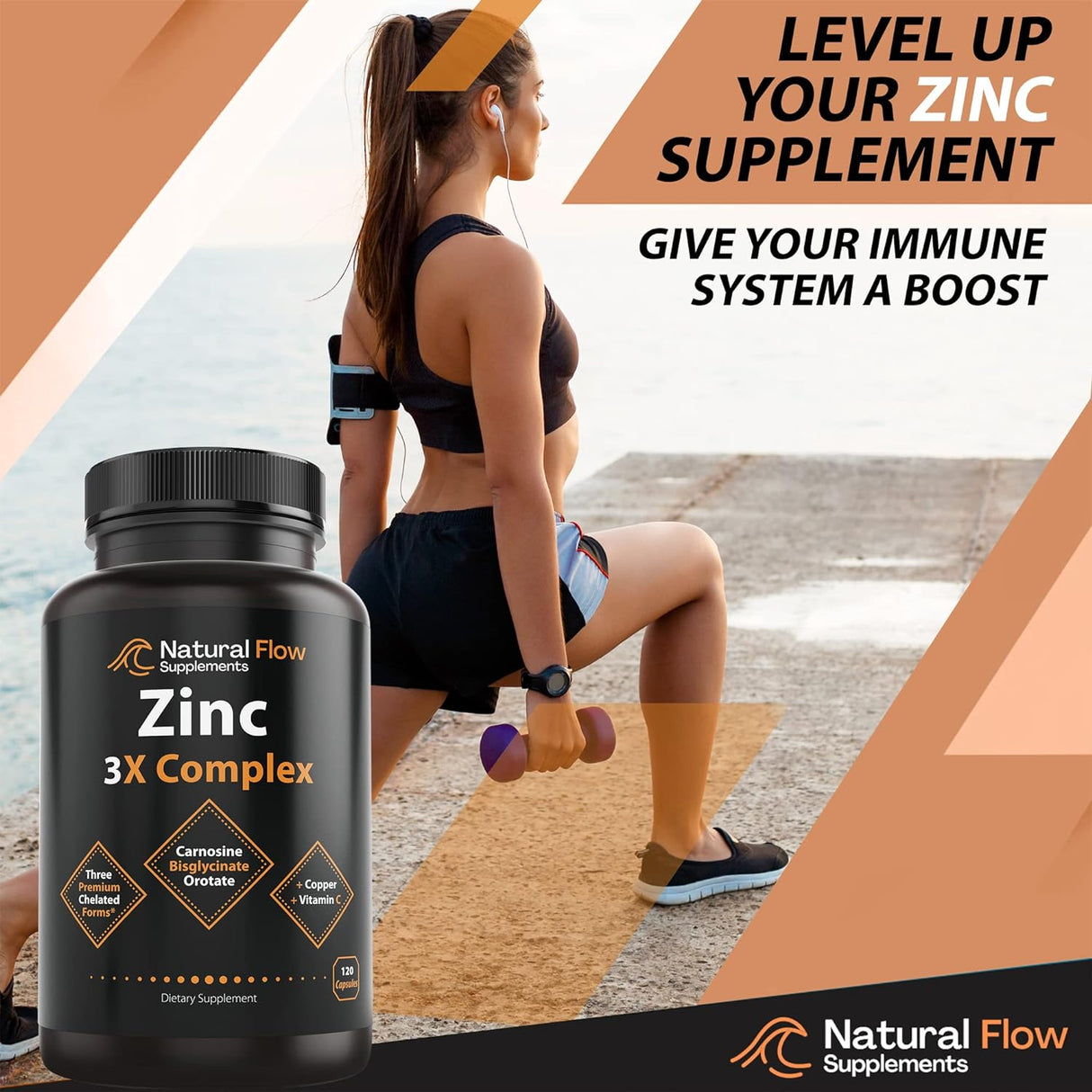 Suplementos de zinc con cobre y vitamina C - Flujo natural