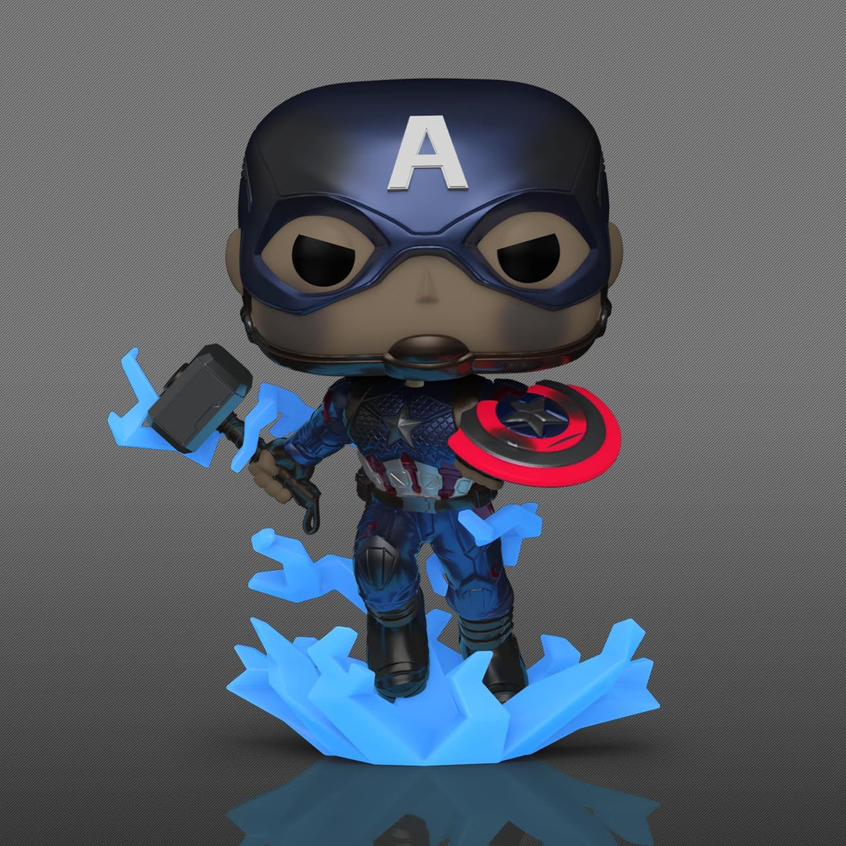 Funko POP! Capitán América con Escudo Roto y Mjolnir, Marvel