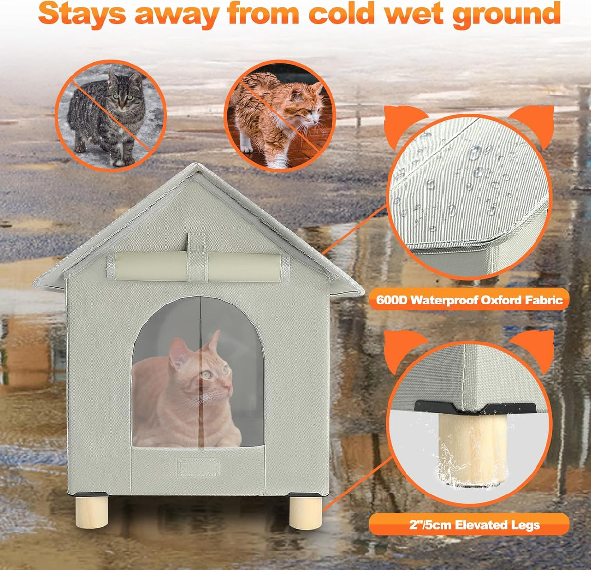 Casa Calentada para Gatos FHTONGE, Aislada, Refugio Exterior