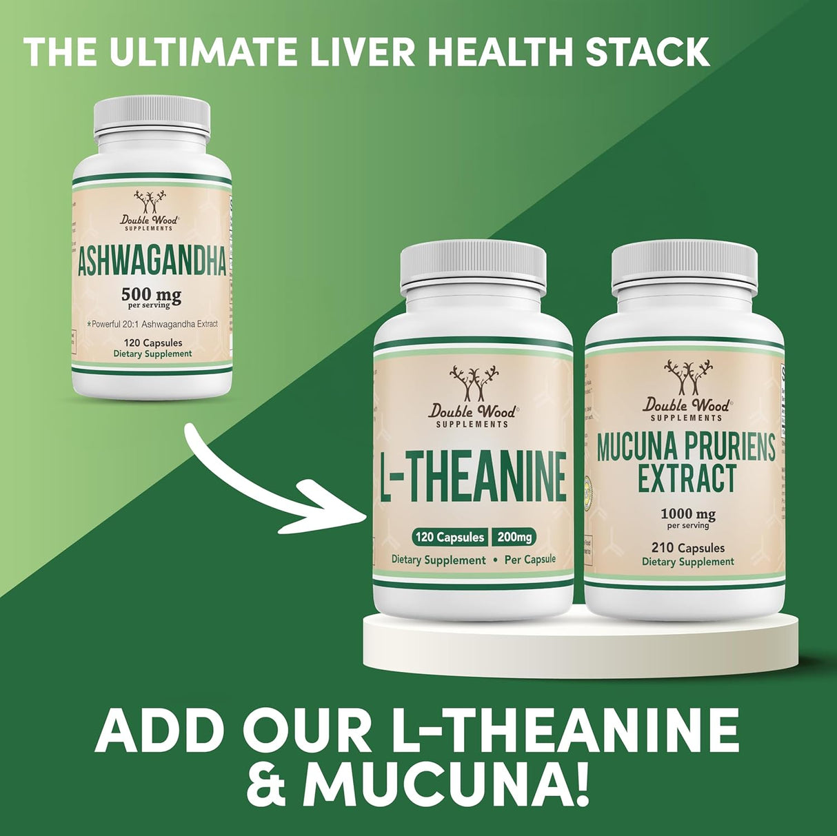 Cápsulas de Ashwagandha 500mg, Double Wood, 120 Controles